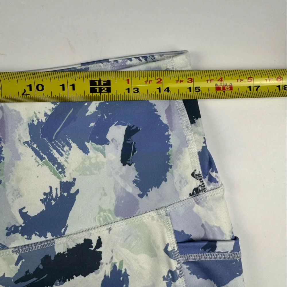 Girls Light Blue Brushstroke Print Active Leggings